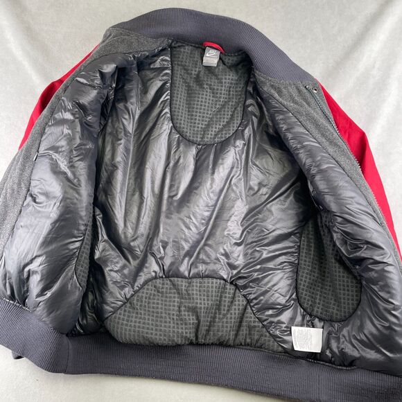 Nike Destroyer Jacket Mens L‎ Gray Red Wool Blend Varsity Bomber Snap 509796-071 - Picture 4 of 12